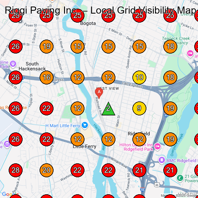 Riggi Paving Inc. GeoGrid visibility map for Paving Contractor in Hackensack